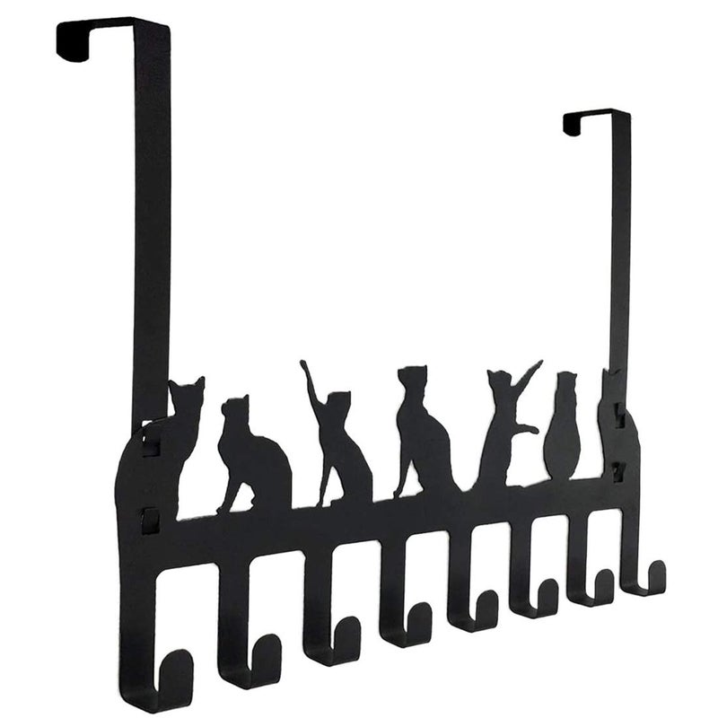 Wintek Over the Door Hook Hanger, Heavy Duty Organizer Rack for Towel, Hat,Hoodies,Coat , Cloth,Bag - 8 Hooks (Black) - Image 1